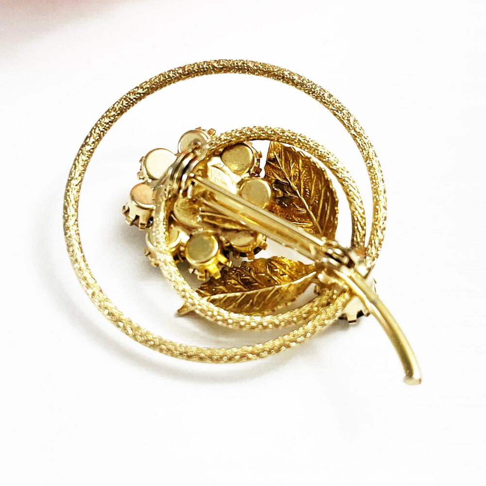 Vintage Rhinestone Flower Brooch Pin - Picture 7 of 7